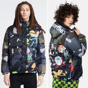 Members Only x Nickelodeon Puffer Jacket Mens Small AOP Puff Camo Streetwear